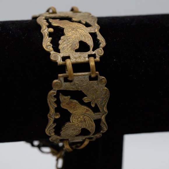 Vintage metal Panel bracelet featuring Bird designs - Picture 14 of 16